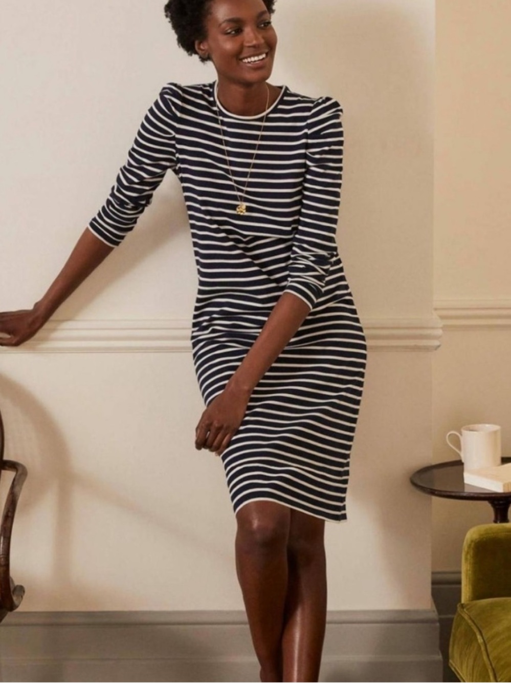 Boden Imogen Breton Long Sleeve Striped Dress